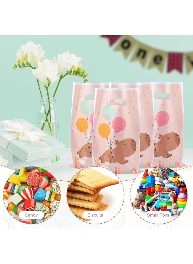 10 PCS Capybara Gift Bags, Double-Sided Cute Capybara Pattern Party Favor Bags with Handles for Snacks Candies Small Gifts Animal Themed Birthday Baby Shower Party Supplies - Image 4